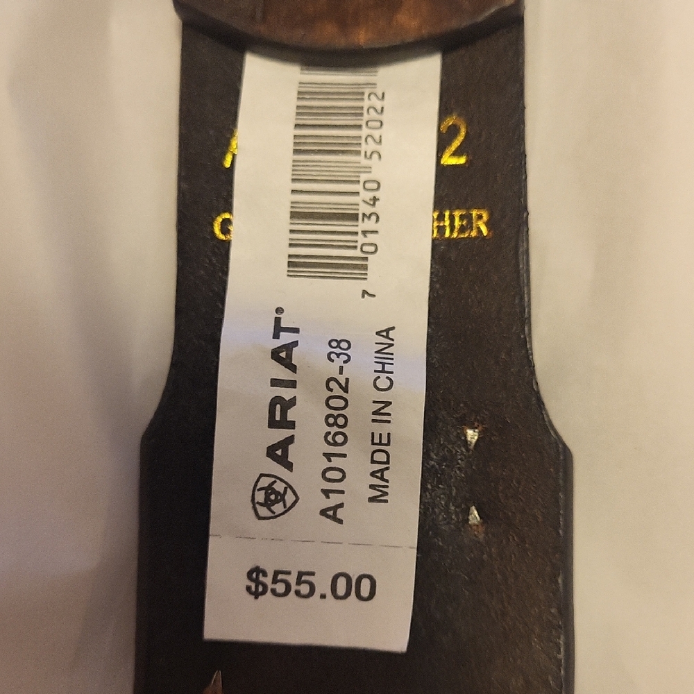 Ariat Brown Leather Belt with Silver Details - Picture 6 of 9